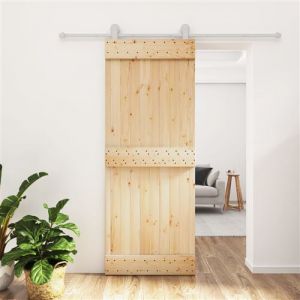 vidaXL Porte coulissante et kit de quincaillerie 80x210 cm pin massif, porte intérieure, porte de grange intérieure, porte de grange