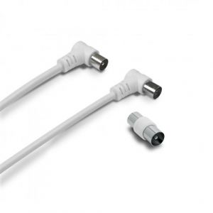 C&acirc;ble TV coaxial 9,52 mm coud&eacute; m&acirc;le/fem. + adaptateur 9,52 mm 2 m