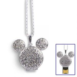 Cl&eacute; USB cl&eacute; M&eacute;moire USB flash - BIJOU COLLIER PENDENTIF - Cl&eacute; USB 4GO - SOURIS Ador&eacute;e, couleur silver