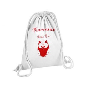 Fabulous Sac de Gym en Coton Blanc Marraine Chouette Hibou 12 Litres