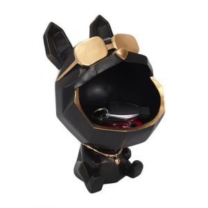Vide-Poche Chien &agrave; Lunettes G&eacute;om&eacute;trique Noir et Or - LOOKY - ALTOBUY