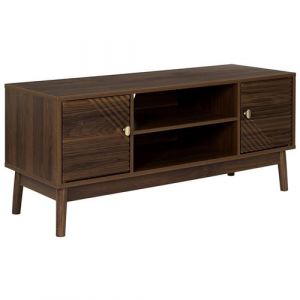 The Home Deco Factory - Meuble TV 2 portes et 2 niches effet noyer TIFFANY - Marron - Tiffany