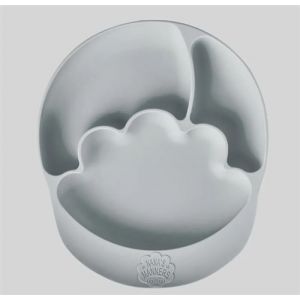 2ème Stage - Assiette pour bébé et enfant grise en silicone avec séparations et ventouse - (Dès 12 mois)