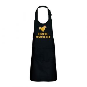 Fabulous Tablier Cuisine Enfant 2 Poches Noir Poule Mouill&eacute;e - Haut de gamme