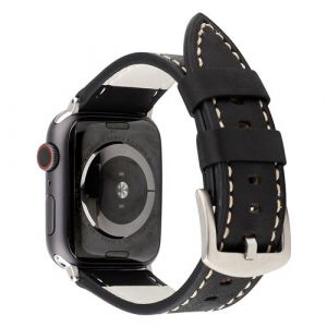 Bracelet de montre en cuir classique pour Apple Watch Series 6/ SE/ 5/ 4 44mm - Noir