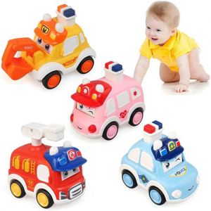 4 Pièces Mini Jouet Voiture Enfant KUPPA Jouets Friction Véhicules Police/Ambulance/Pompiers/Camion