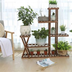 &Eacute;tag&egrave;re &agrave; plantes -HOERFURIY-&Eacute;tag&egrave;re Plantes Escalier &agrave; Fleurs en Bambou-95 X  25 X 85CM