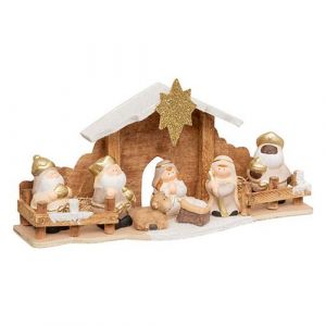 F&eacute;&eacute;rie Lights&nbsp;&&nbsp;Christmas - Cr&egrave;che de No&euml;l 7 santons en gr&egrave;s et bois