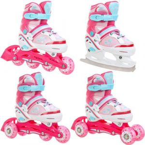 Roller en ligne Zoya roue LED du 34 au 37 + patin a roulette + patin a glace + triskate Enfant Mixte taille ajustable Raven