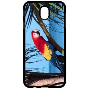 Coque My-Kase pour Galaxy J7 (2017) - perroquet mer palmiers - Noir