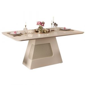 Table &agrave; Manger 6 Personnes Rectangle Blanc Ecru 180 x 80 x 90 cm - L 180 x l 90 x H 80 cm