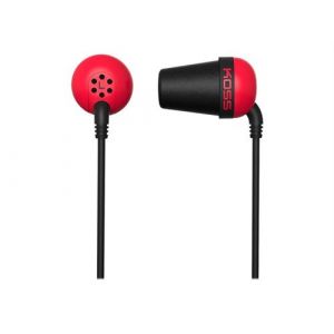 Koss PLUG - Écouteurs - intra-auriculaire - filaire - jack 3,5mm - isolation acoustique - rouge