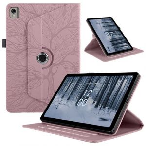 Coque pour Nokia T21 10,36 Pouces 2022 &Eacute;tui Support Rotatif &agrave; 360 Degr&eacute;s PU Cuir Housse de Protection Portefeuille Tablet ZURSANA Rose