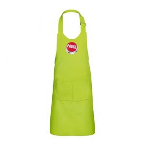 Fabulous Tablier Cuisine Enfant 2 Poches Vert Bouton Pause Rouge - Haut de gamme
