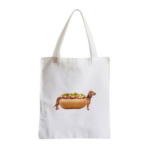 Grand sac pour shopping Hotdog daschund chien
