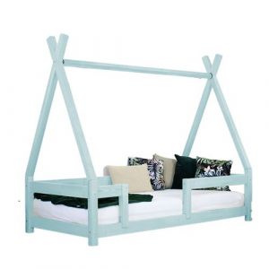 Lit cabane enfant NAKANA 90 x 160 bleu clair