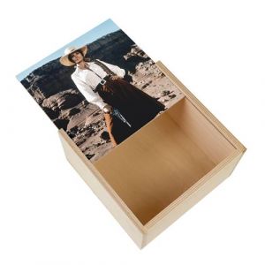 Boite Coffret en Bois - Fabulous - Femme Cowboy Western Revolver (11 x 11 x 3,5 cm)