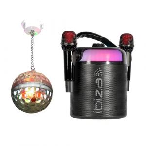 Pack Karaok&eacute; Enceinte Ibiza Portable Bluetooth Autonome KARAHOME-BK 120W USB 2 Micros sans fil - Boule Disco LEDS RGB ASTRO-BALL8