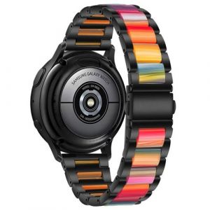Strap-it Bracelet acier r&eacute;sine - compatible pour Samsung Gear Sport (noir/color&eacute;)