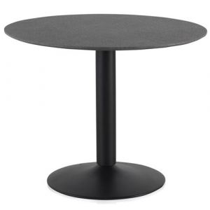 Table à manger ronde en mélamine avec pieds en acier noir - Diamètre 100 x Hauteur 76 cm -JUANIO-