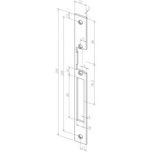 Têtière longue HZ Acier inox S 967 EFF EFF pour gâche électrique 44535-01 - double empenage réversible - 06445351