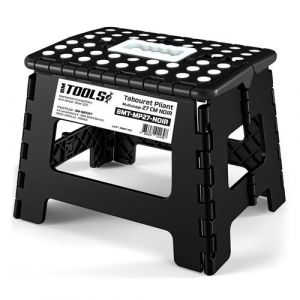 Tabouret Pliant Noir 27cm, Marchepied Pied Pliable BM TOOLS BMT-MP27-NOIR - 150kg Capacit&eacute;, L&eacute;ger et Compact pour Adulte/Enfant