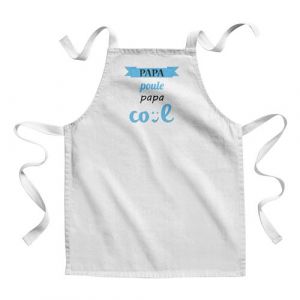 Fabulous Tablier Enfant Cuisine Papa Poule Papa Cool Bleu - Qualité Premium 100% Coton