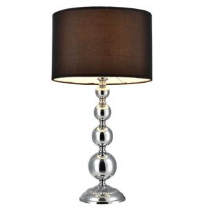 [lux.pro] Lampe de Table 'San Francisco' Lampe de Chevet Lampe de Bureau Liseuse M&eacute;tal et Tissu Chrome et Noir 1 x E14 51 cm x &Oslash; 29 cm
