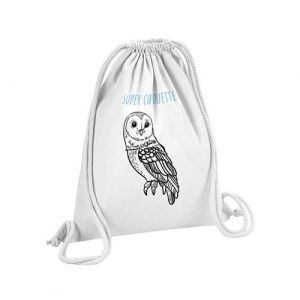 Fabulous Sac de Gym en Coton Blanc Super Chouette 12 Litres