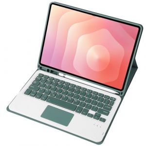 Coque Clavier Bluetooth FLOODKING pour Samsung Galaxy Tab S11 &ndash; Clavier QWERTY S&eacute;parable avec Touchpad, Porte-Stylet, &Eacute;tui de Protection &ndash; Vert