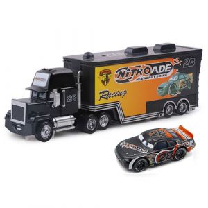 Camion Disney Pixar Mack-A 29 avec 1 petit véhicule , 1:55 moulé , 21*6.5*4.5cm -Noir/Jaune
