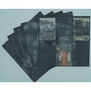 feuilles safe au format 33x33 - lot de 5 pour cartes postales modernes 12 cases verticales fond noir