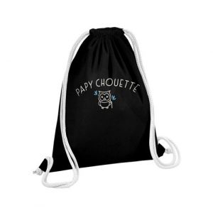Fabulous Sac de Gym en Coton Noir Papy Famille Chouette 12 Litres