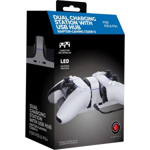 Raptor Gaming - Chargeur double blanc pour manettes PS4/PS5 DualSense
