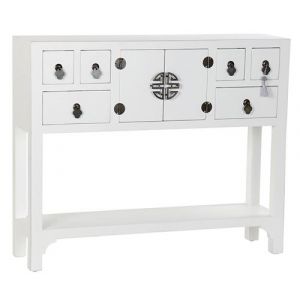 Console Table console en bois de sapin et MDF coloris blanc - Longueur 95 x Profondeur 25 x Hauteur 79 cm - PEGANE -