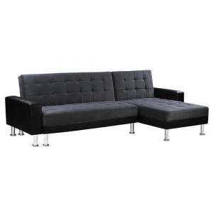 Canapé d'angle convertible et réversible Theo - 4 places - Noir / Gris