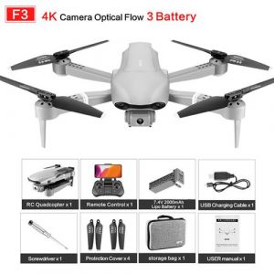 Drone F3 avec Double Cam&eacute;ra 4K HD WIFI FPV Quadricopt&egrave;re Pliable + 1 Batterie