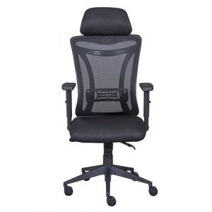 Fauteuil de Bureau Tissu Mesh Noir et Appui-T&ecirc;te - WALLY - ALTOBUY