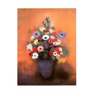 Reproduction d'art Anemones And Lilac In A blue Vase Odilon Redon 25 x 30 cm