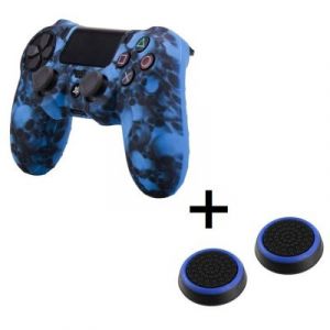 Pack pour Manette PS4 (Coque Silicone + Protege Joysticks) Playstation Grip Accroche Protection (BLEU)