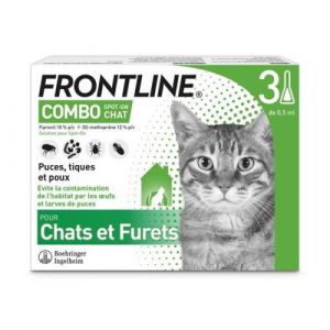 Frontline Combo chat - Anti-puces anti-tiques pour chat - 3 pipettes