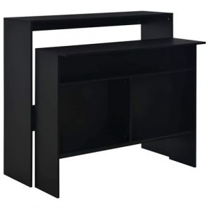 Table haute mange debout bar bistrot avec 2 dessus de table noir 130 cm