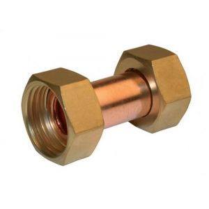 Raccord droit 2 &eacute;crous prisonniers &agrave; visser F15x21 - 12x17 pour tube cuivre
