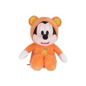 Peluche mickey en grenouillere orange 35 cm - pyjama - set doudou enfant + 1 carte tigre