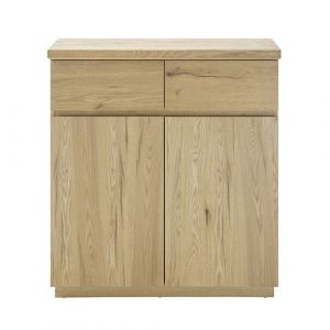 Commode d'entrée, meuble de rangement coloris chêne huilé - Longueur 90 x Hauteur 95 x Profondeur 41 cm - PEGANE -