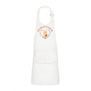 Fabulous Tablier Cuisine Enfant 2 Poches Blanc V&eacute;ronique Maman Lapin - Haut de gamme