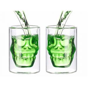 Cucina Dimodena : 2 verres &agrave; double paroi ''T&ecirc;te de Mort'' - 40 cl