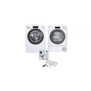 Pack lave-linge frontal 13kg 1400trs/min + sèche-linge frontal condensation 10kg + kit de superposition