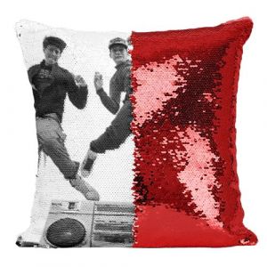 Fabulous Housse de Coussin à Sequin - Paillettes Rouge Beastie Boys Ghetto Blaster Jump [40 x 40 cm]