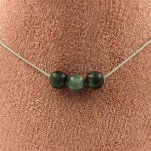 Collier 3 perles Seraphinite de Russie 8 mm chaîne inox - A Bijoux